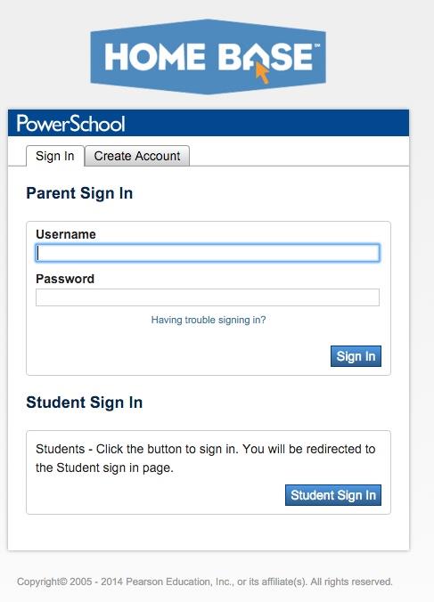 Home Base PowerSchool Login screen Home Base PowerSchool Login screen